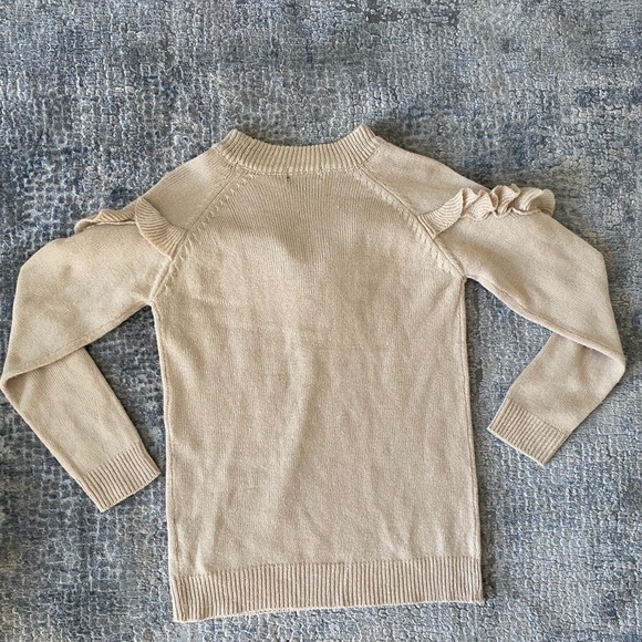 Ruffle front yoke crew neck sweater - Picture 3 of 6